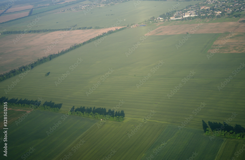 aerial view over the agricultural plant