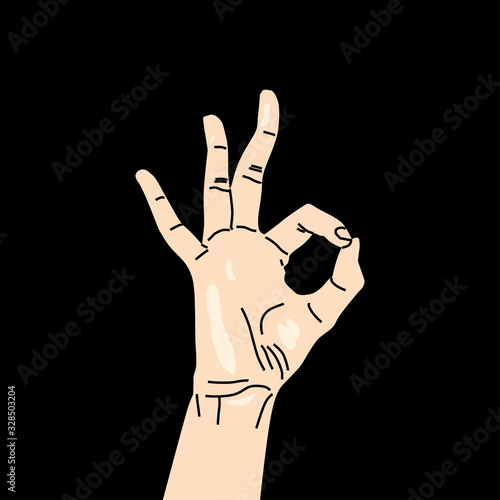 Illustration of a hand with fingers creating a black background code