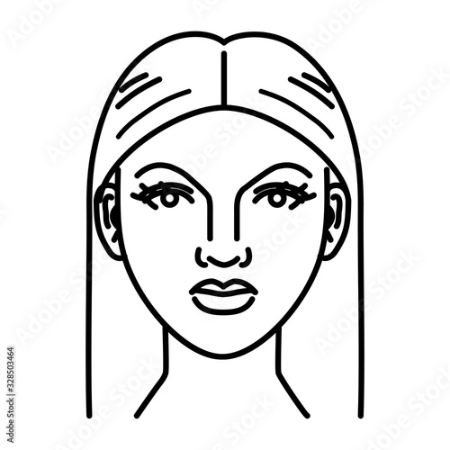 Beautiful woman face line a...