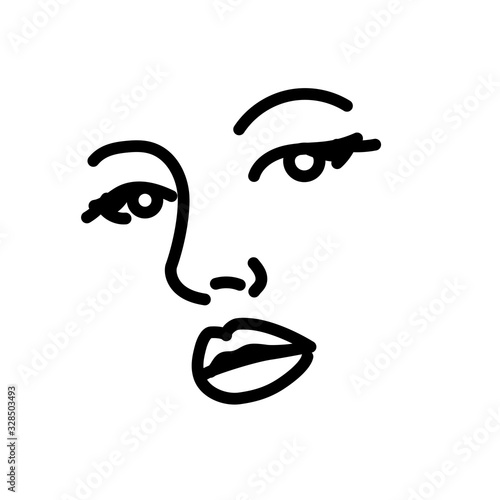 Beautiful woman face line a...