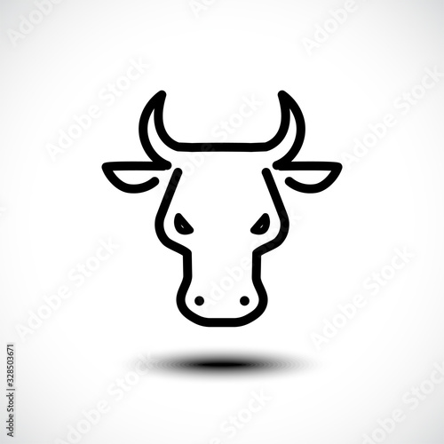 Bull head line icon. Vector illustration