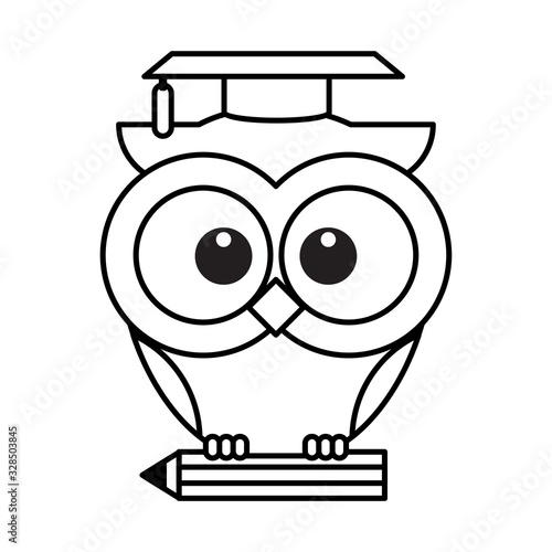 Wise owl, graduate cap and ...