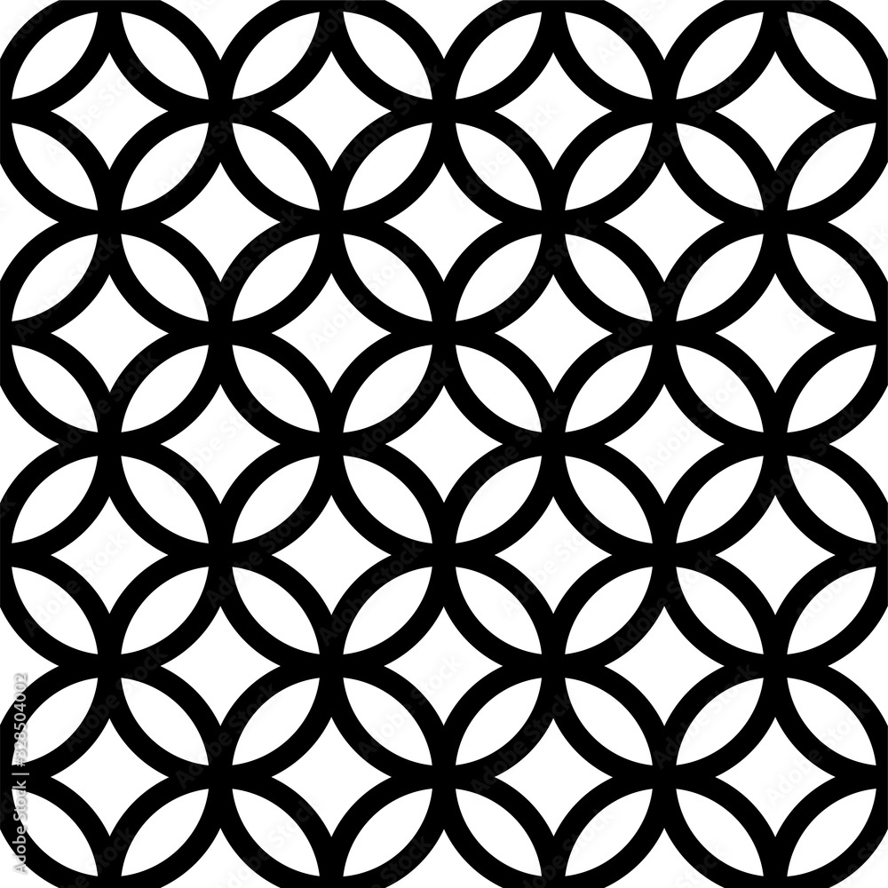 Fototapeta premium Interlocking, intersecting circles, rings. Repeatable seamless pattern. Vector illustration