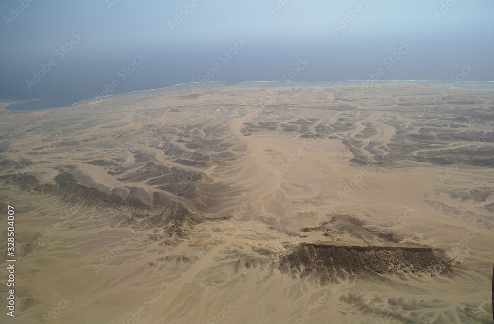 Desert with rocks, top view