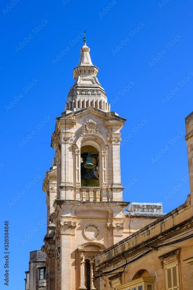 Church Bell Tower of the Parish Church of Stella Maris  in the town of Sliema,Malta.