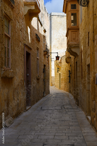 Street in the Silent city of Mdina on the Island of Malta.Mdina is the old capital of Malta.