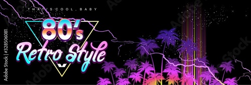 futuristic retro digital banner 80s style