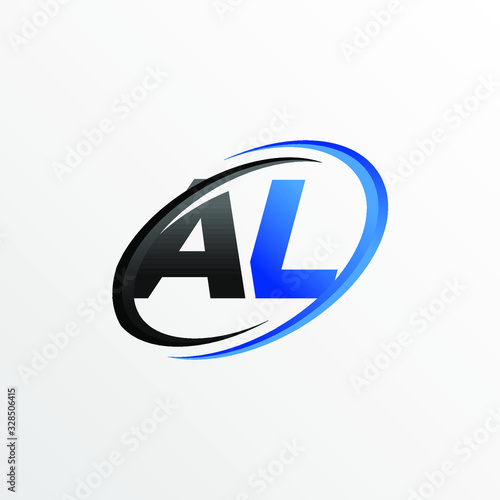 Initial Letters AL Logo with Circle Swoosh Element	