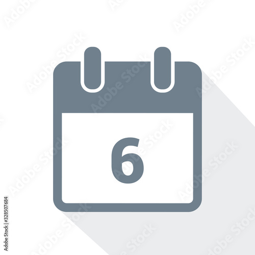 simple calendar icon 6 on white background vector illustration EPS10