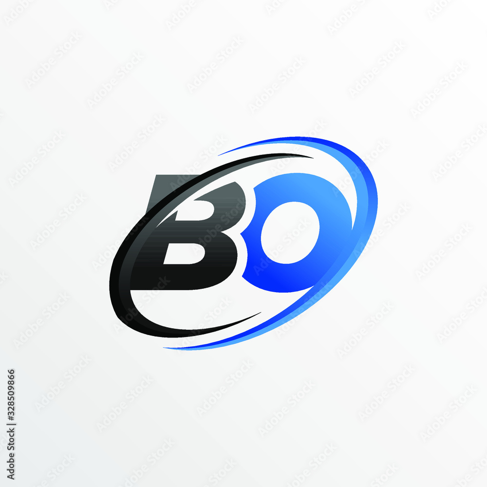 Obraz premium Initial Letters BO Logo with Circle Swoosh Element 