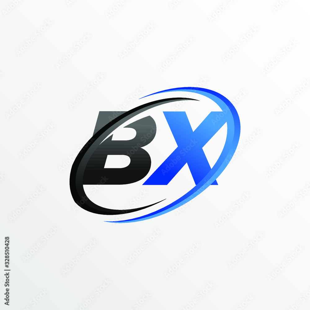 Initial Letters BX Logo with Circle Swoosh Element Initial Letters BX Logo with Circle Swoosh Element