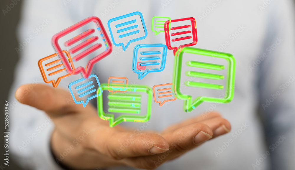 speech bubbles. People Chatting. 3d illustration of a communication concept, relating to feedback 3d speech bubbles. People Chatting. 3d illustration of a communication concept, relating to feedback 3d