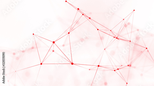 Polygonal white background with connecting dots and lines. Network connection structure. Plexus effect. 3d rendering. © Olga