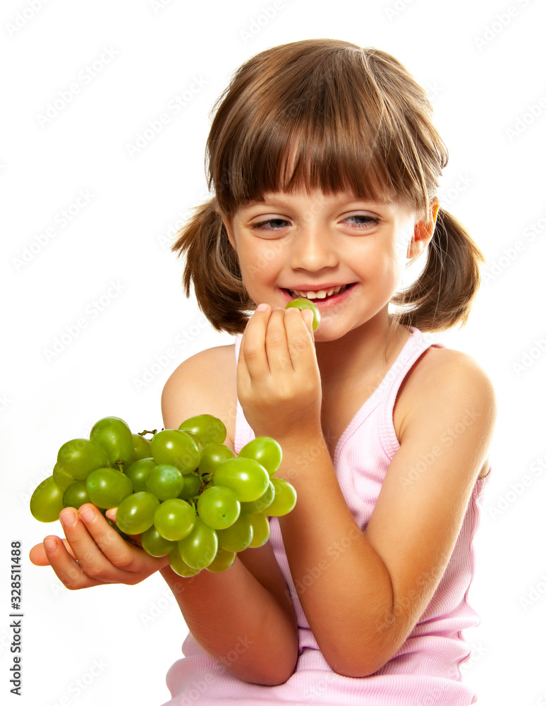 a cute little girl with a bunch of grapes a cute little girl with a bunch of grapes