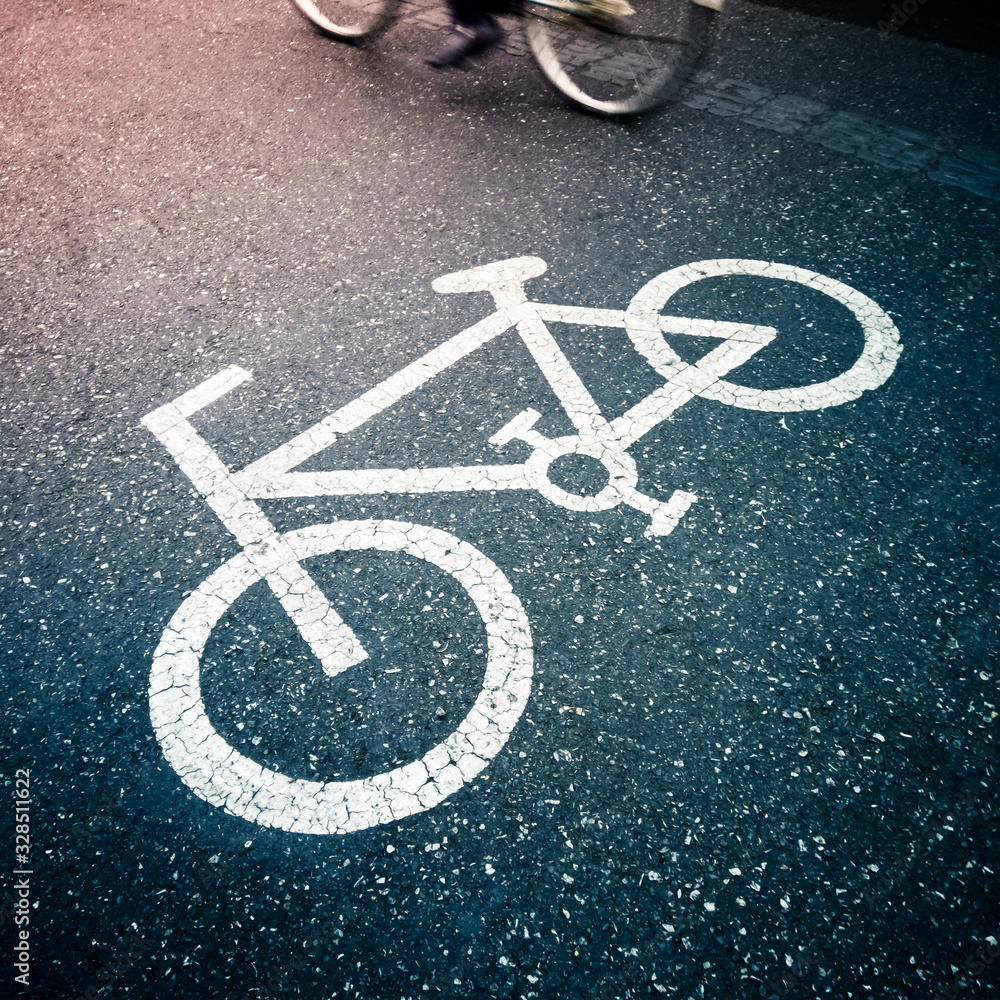 bicycle sign on the road bicycle sign on the road