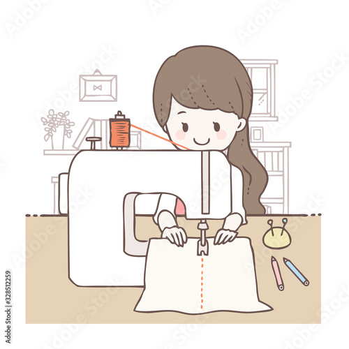 ミシンをする女性