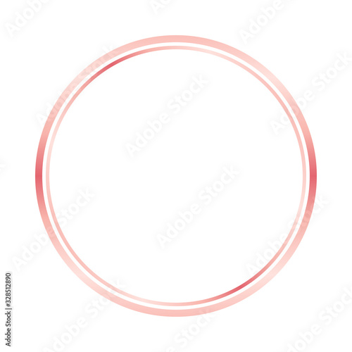 Rose gold circle frame. Rose golden round frame isolated on white background. Circle shape. Isolated vector. Trendy design template. Luxury vintage golden vector invitation card template.