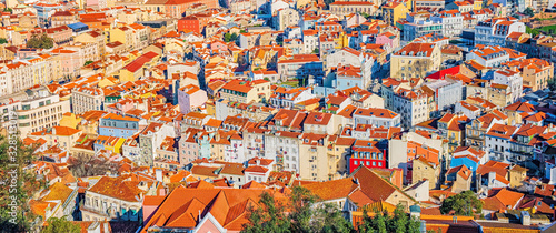 Colorful top view on Lisbon, Portugal