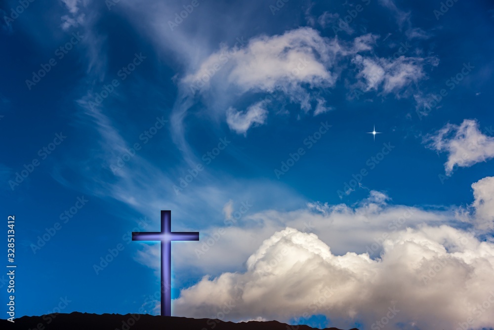 Heavenly Cross . Religion symbol shape . Dramatic nature background . Glowing cross in sky . Happy Easter. Light from sky . Religion background . Paradise heaven . Light in sky . Heavenly Cross . Religion symbol shape . Dramatic nature background . Glowing cross in sky . Happy Easter. Light from sky . Religion background . Paradise heaven . Light in sky .