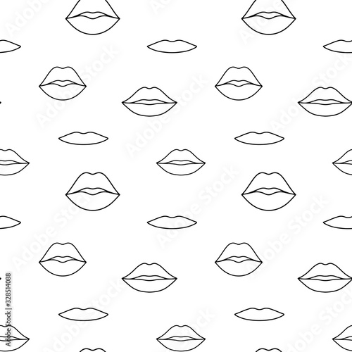 Lips seamless vector pattern. Pattern with woman's red and pink flat lips. Vector pattern for fabric, wallpapers, prints, cards and posters. Vector background with lips for wedding and Valentine's day
