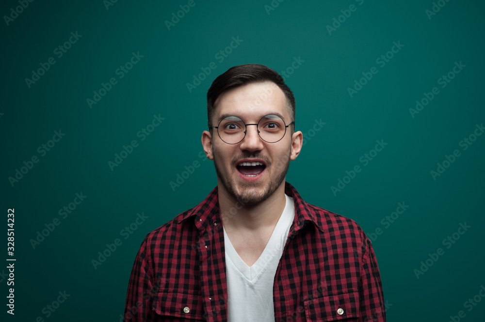 Portrait of a funny young interested man Portrait of a funny young interested man