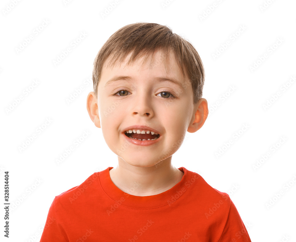 Happy smiling little boy on white background Happy smiling little boy on white background