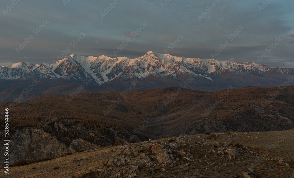 Naklejka premium Autumn mountains and autumn trees