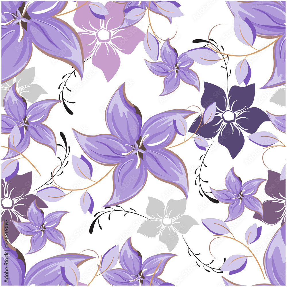 Vector spring abstract background flowers seamless pattern