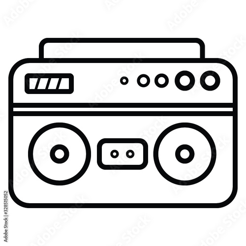 Retro vintage ghetto blaster boombox icon isolated on white