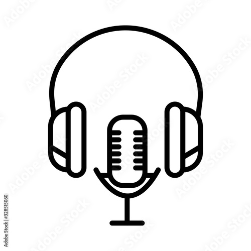 Microphone and headphones icon vector