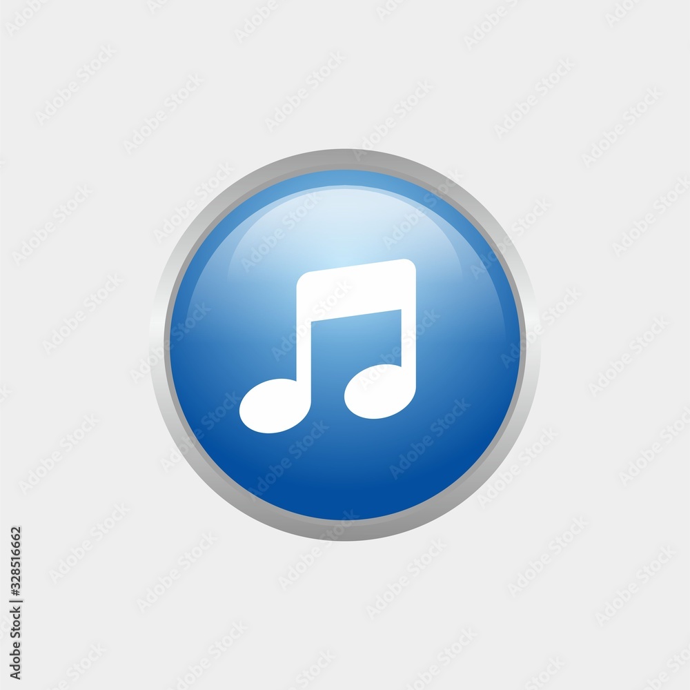 simple music glossy icon with blue color design, circle glossy button template vector for website, advertising, print simple music glossy icon with blue color design, circle glossy button template vector for website, advertising, print