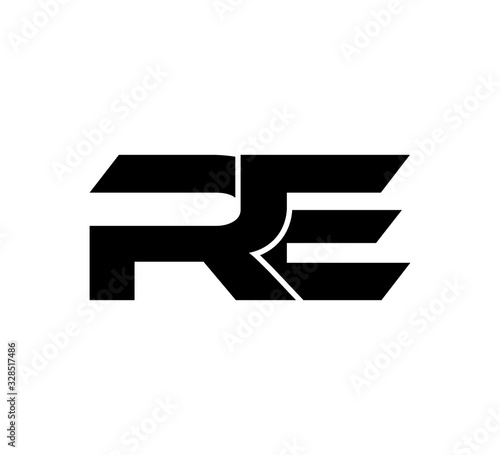 Initial 2 letter Logo Modern Simple Black RE