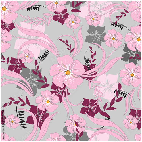 Vector spring abstract background flowers seamless pattern