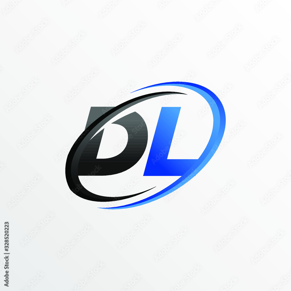 Initial Letters DL Logo with Circle Swoosh Element Initial Letters DL Logo with Circle Swoosh Element