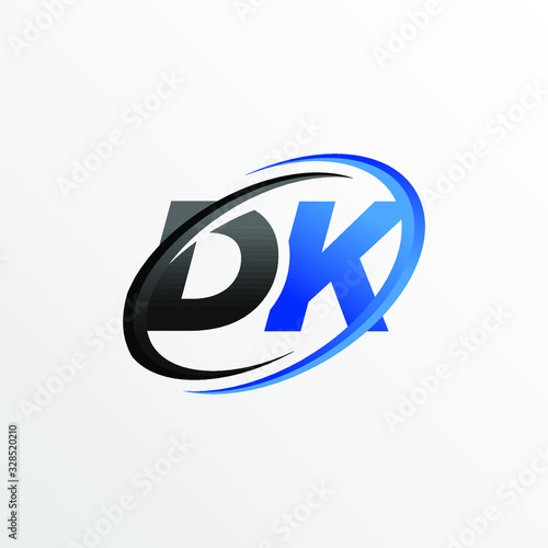 Initial Letters DK Logo with Circle Swoosh Element