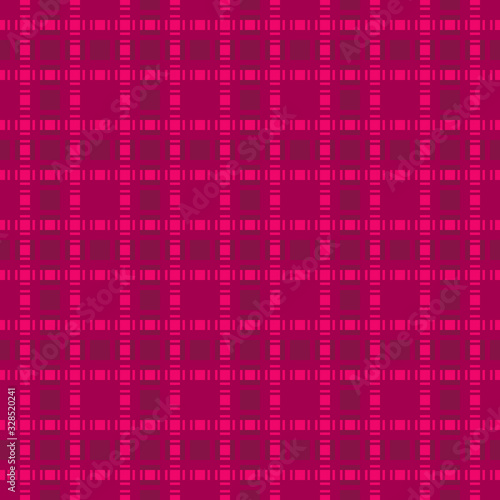 Vector seamless pattern with square grid, net, lattice. Abstract checkered geometric texture. Dark red, burgundy and pink color. Simple ornament background. Repeat design for cloth, fabric, print