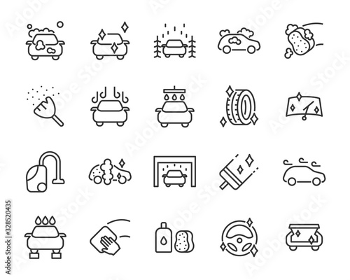 set of auto care icons, car wash service