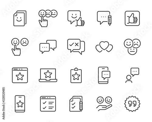 set of feedback icons, customer opinion, marketing research, review product