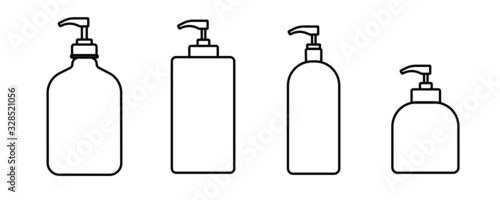 Flat design of bottle vector icon. Line art