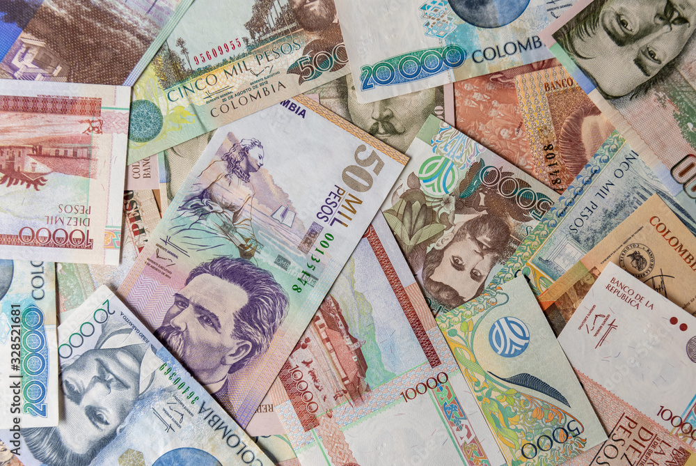 Background of an old banknotes collection series, out of circulation