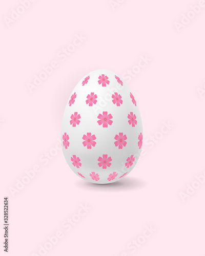 The vector illustration of an Easter egg with flower texture is on a simple background.