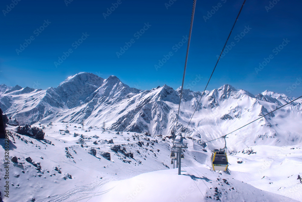 Fototapeta caucasus mountains& elbrus region. highest in europe