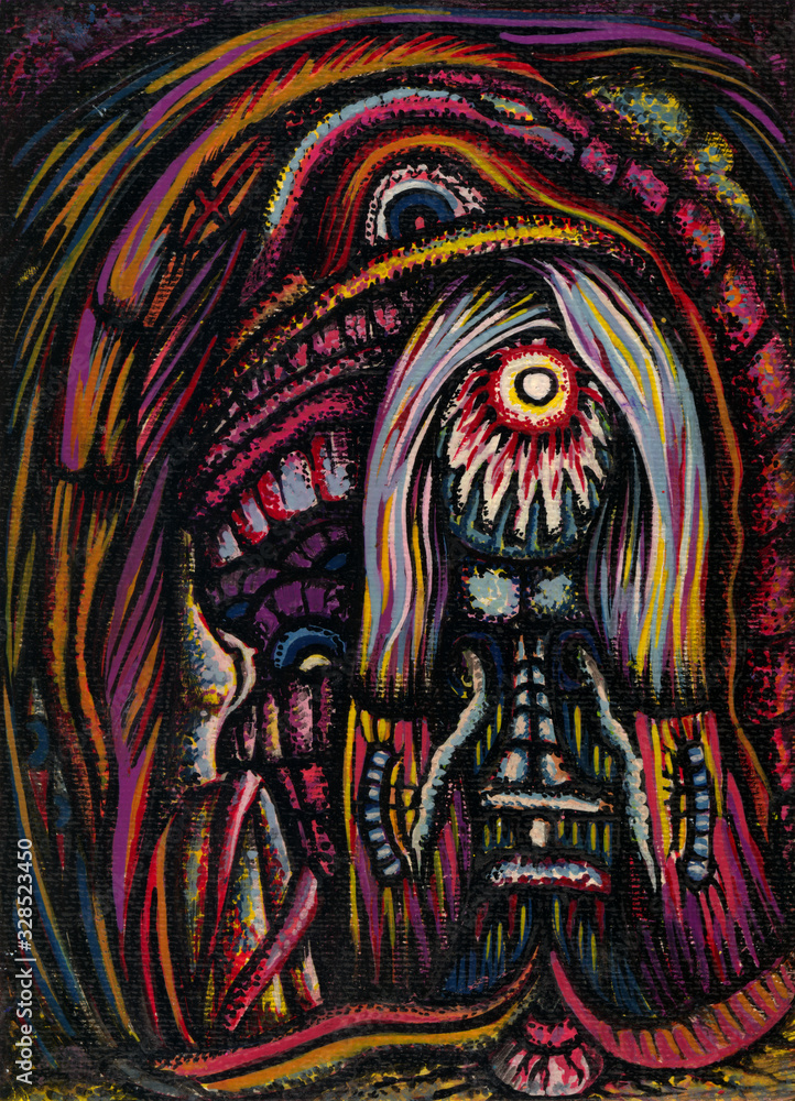 Obraz premium Art Surreal Fantasy .Hand painting on paper.