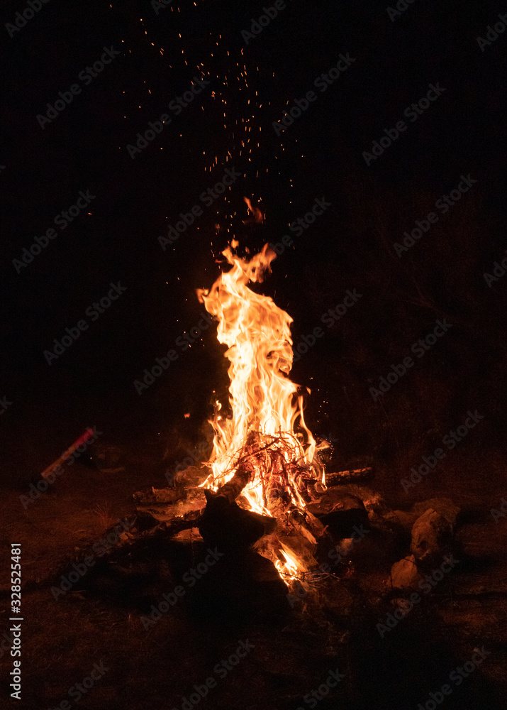 Burning night bonfire in the mountains. Burning night bonfire in the mountains.