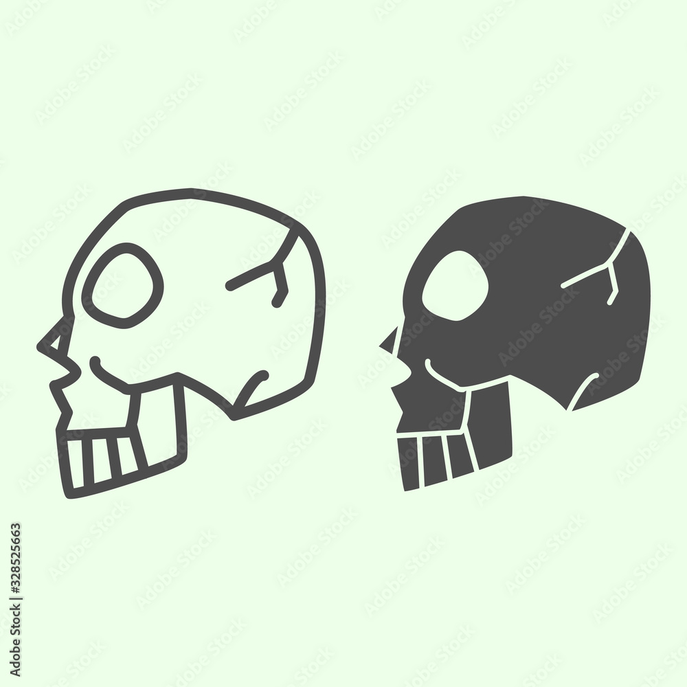 Halloween Skull Side View line and solid icon. Human spooky death head  outline style pictogram on white background. Witchcraft and magic sign for  mobile concept and web design. Vector graphics. Stock Vector |