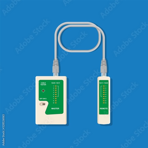 LAN network cable tester equipment device measure connect conductive wiring port hub detect malfunction ping working monitor fault system analyzer digital IP address service remote indicator display