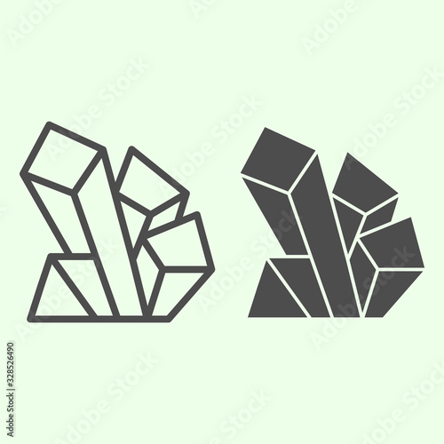 Crystals line and solid icon. Magic mineral crystal bunch outline style pictogram on white background. Halloween or Witchcraft and magic signs for mobile concept and web design. Vector graphics.