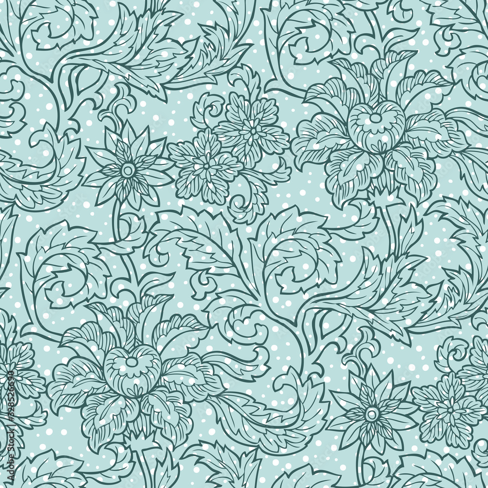 Mint green classic chintz floral pattern Mint green classic chintz floral pattern