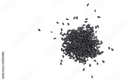 Fotografie Cumin black seeds, caraway closeup isolated on white background