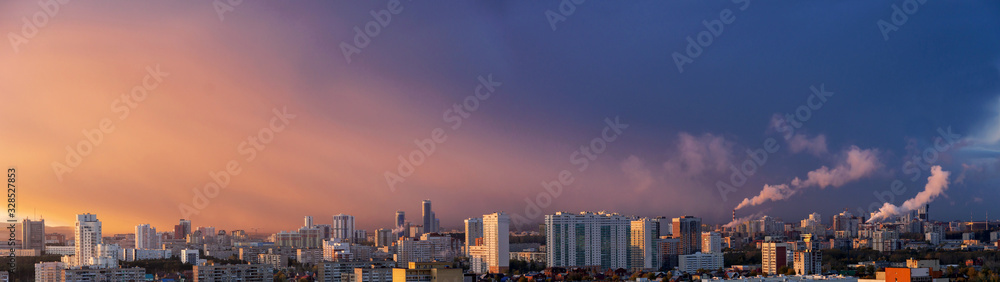Dawn clouds over the metropolis of early sunset 9